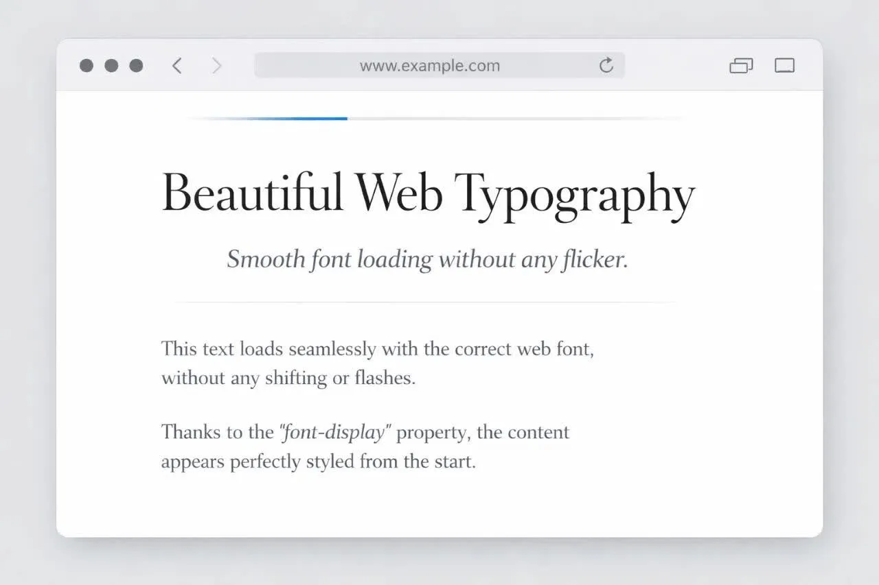 نمایش بارگذاری روان فونت در صفحه وب بدون پرش یا تغییر اندازه متن.